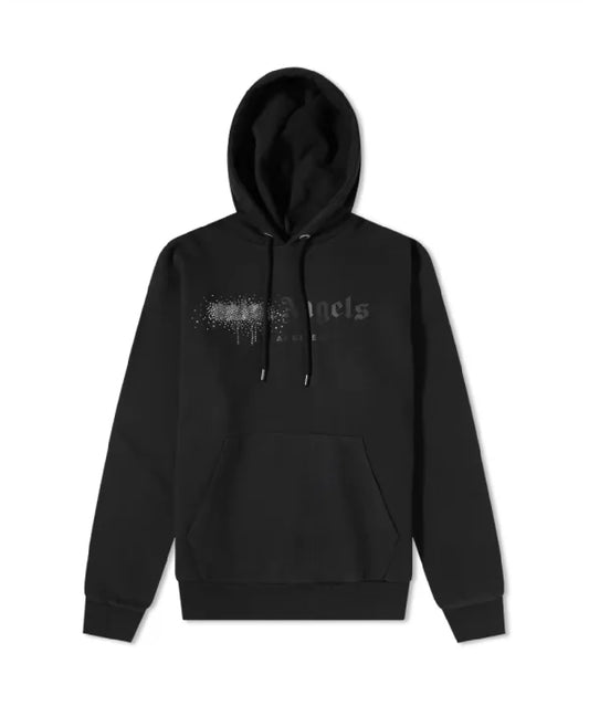 PALM ANGELS LOS ANGELES GEM RHINESTONE HOODIE - BLACK