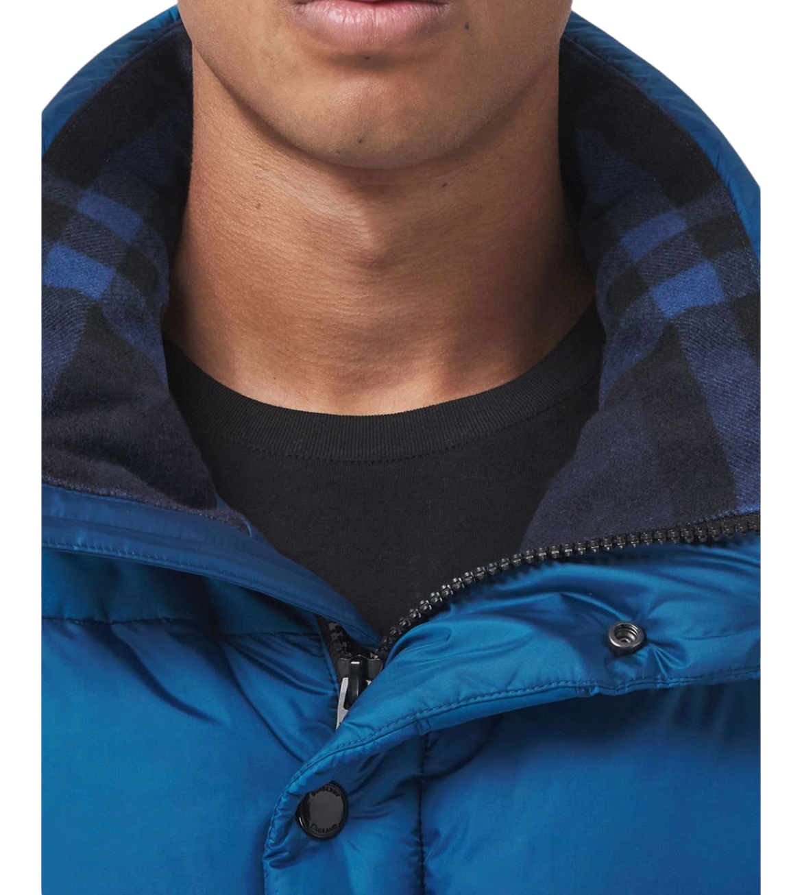 BURBERRY LEEDS DETACHABLE SLEEVE HOODED 2 IN 1 PUFFER JACKET - BLUE