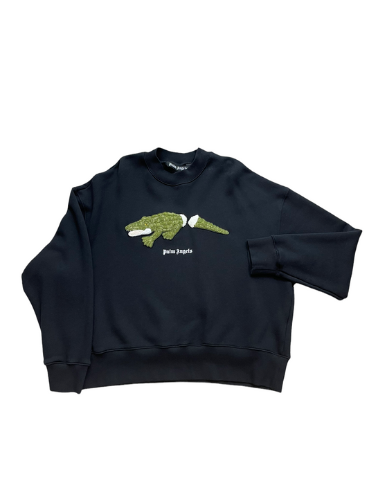 PALM ANGELS CROCODILE LOGO SWEATSHIRT - BLACK