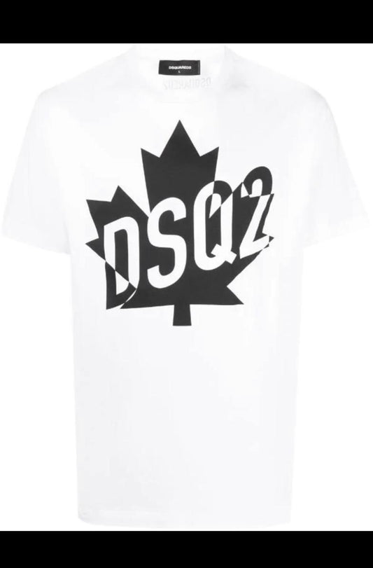 DSQUARED2 DSQ2 MAPLE LEAF LOGO TSHIRT - WHITE