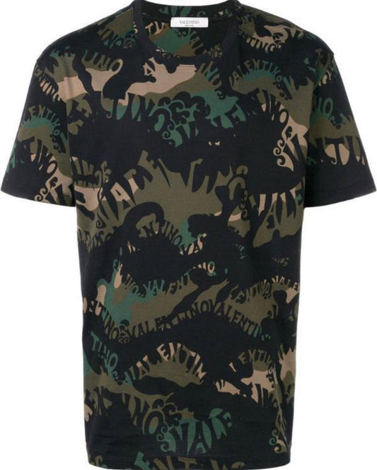VALENTINO GARAVANI CAMOUFLAGE LOGO TSHIRT - CAMO