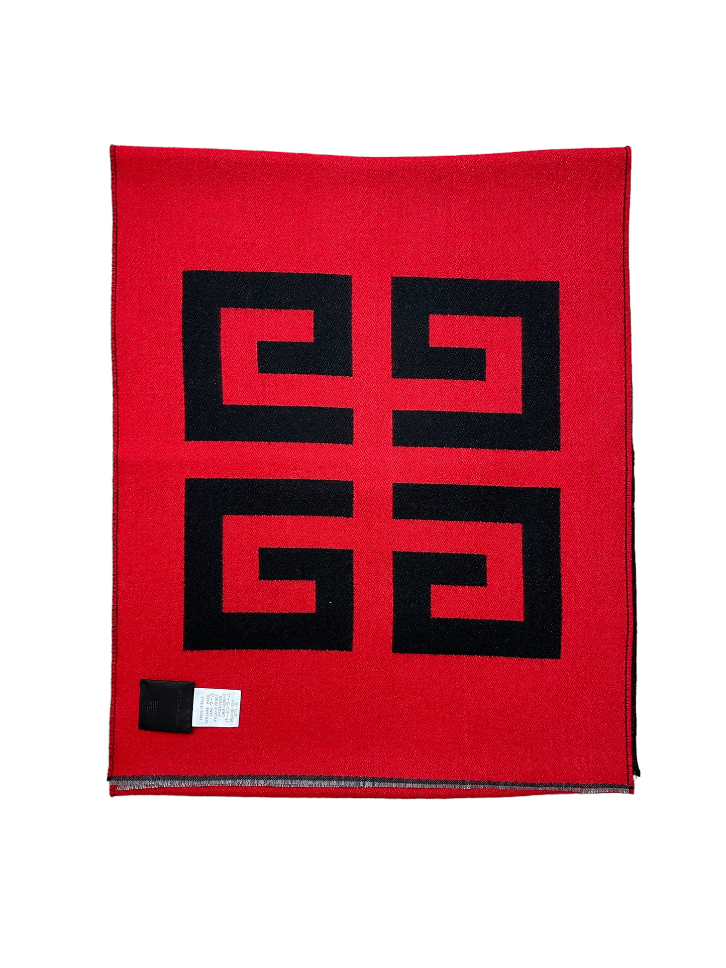 GIVENCHY PARIS 4G LOGO REVERSIBLE SCARF - BLACK / RED