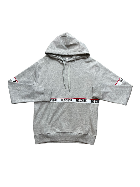MOSCHINO TAPE PULLOVER HOODIE - GREY