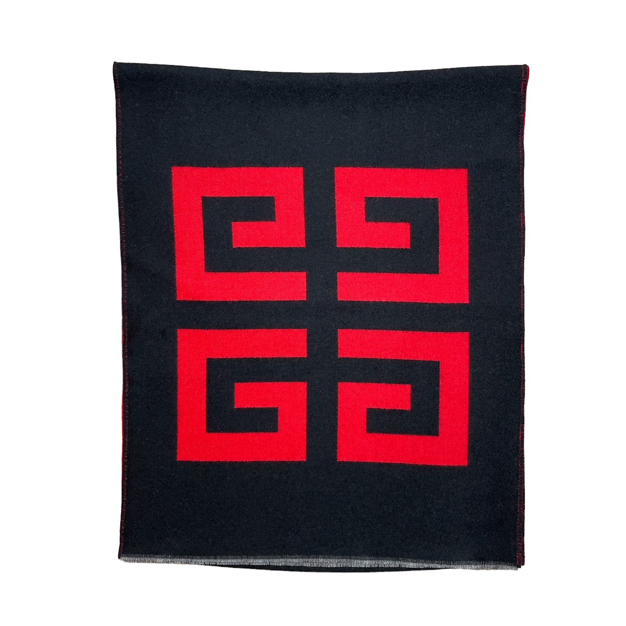 GIVENCHY PARIS 4G LOGO REVERSIBLE SCARF - BLACK / RED