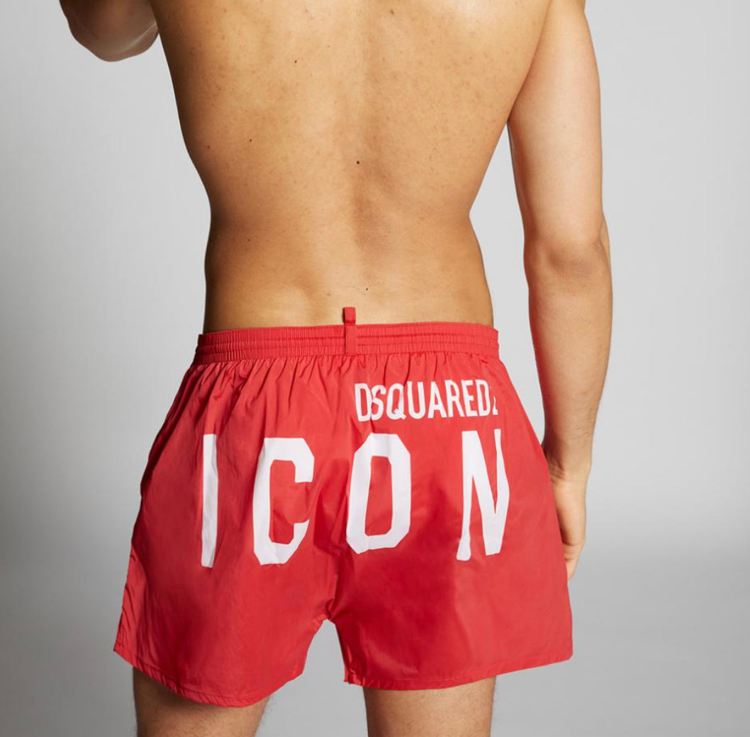 DSQUARED2 ICON BACK LOGO SWIM SHORTS - RED
