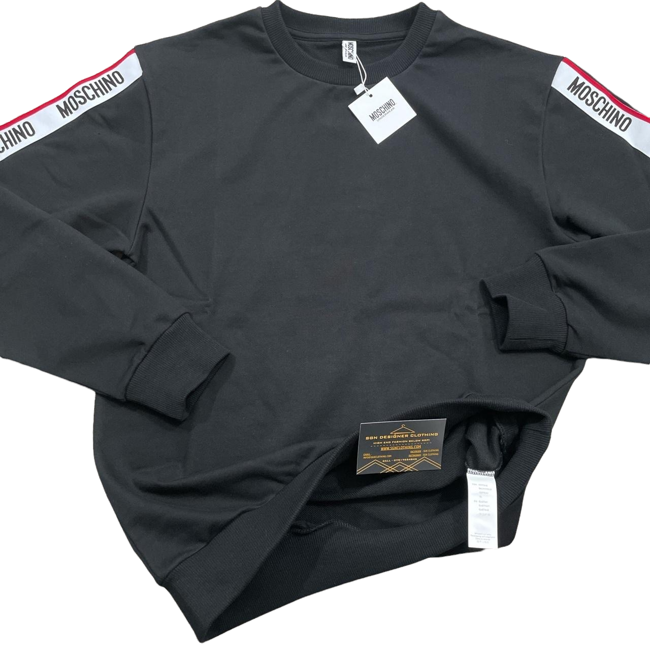 MOSCHINO TAPE COTTON FLEECE SWEATSHIRT - BLACK