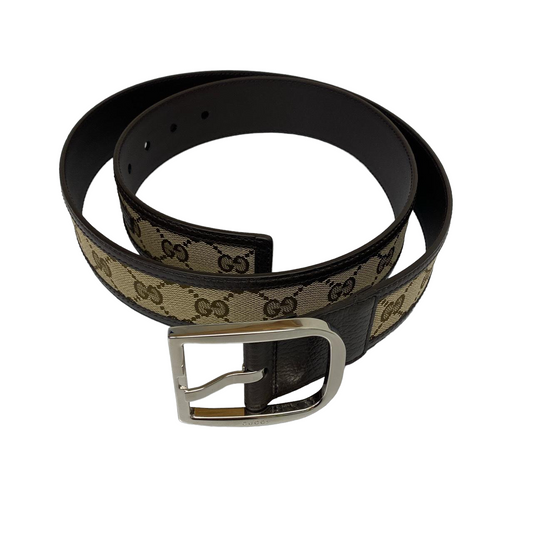 GUCCI GG SUPREME CANVAS & LEATHER BELT