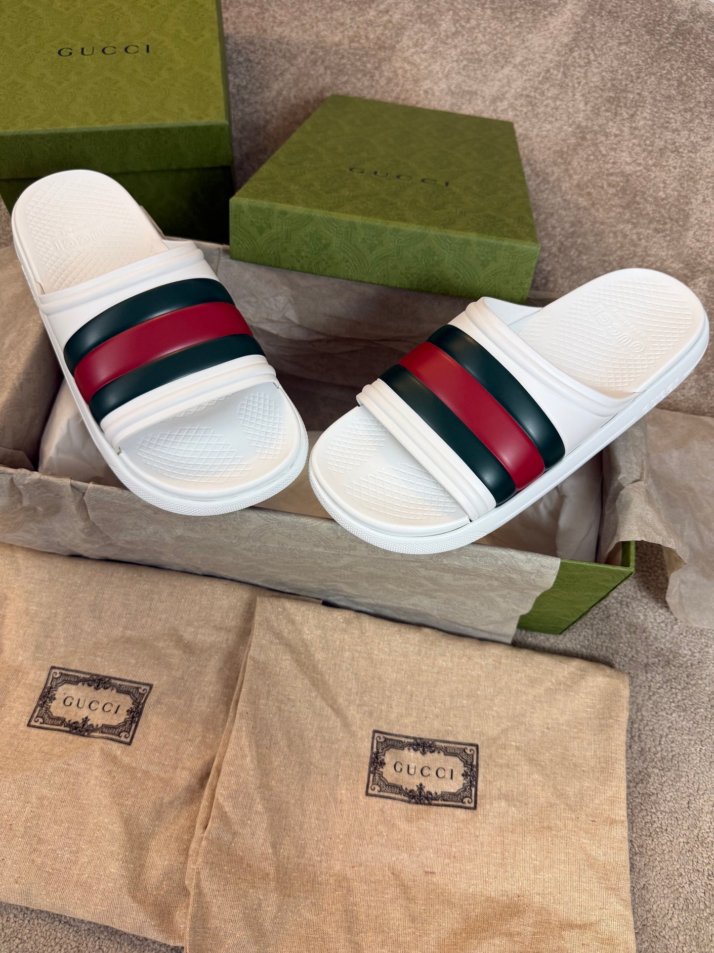 GUCCI WEB SLIDERS - WHITE