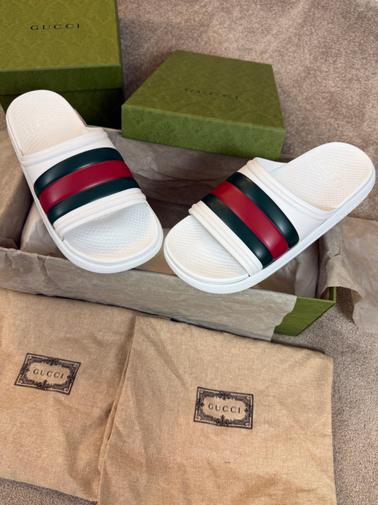 GUCCI WEB SLIDERS - WHITE