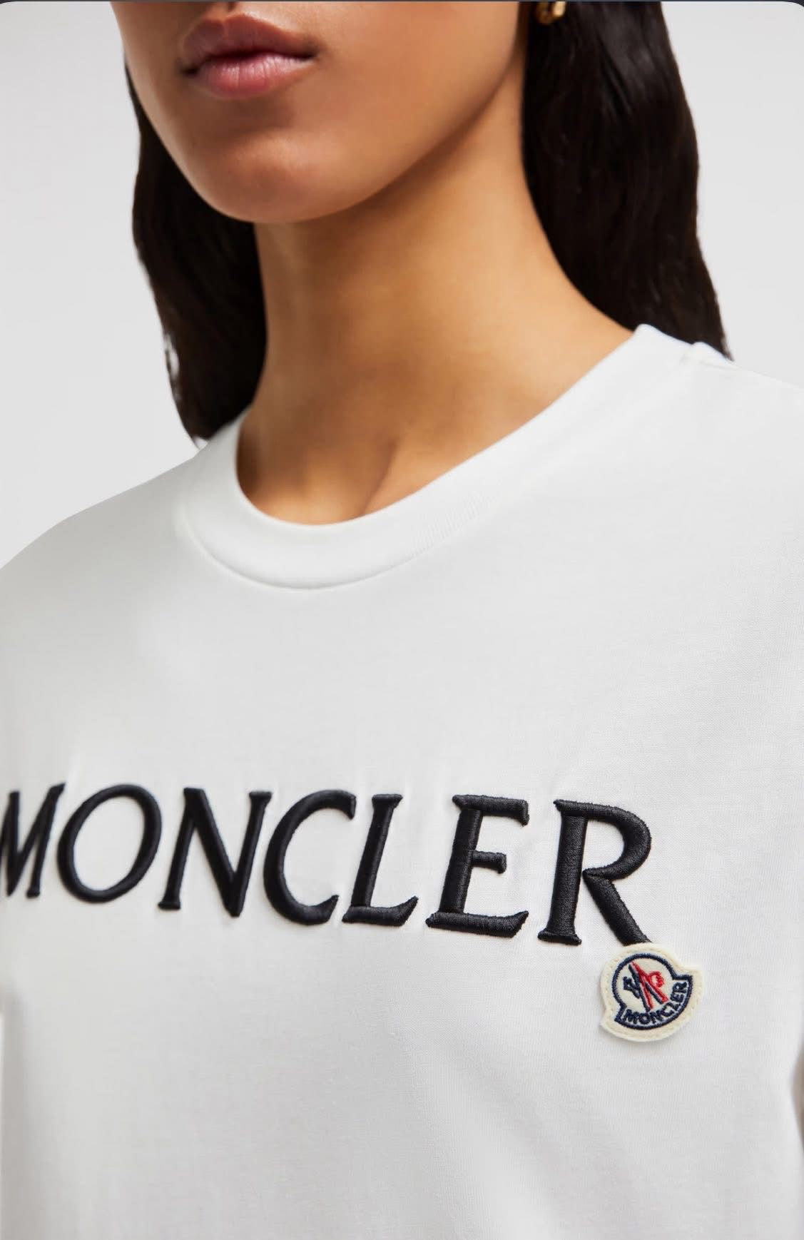 WOMENS MONCLER LOGO TSHIRT - WHITE