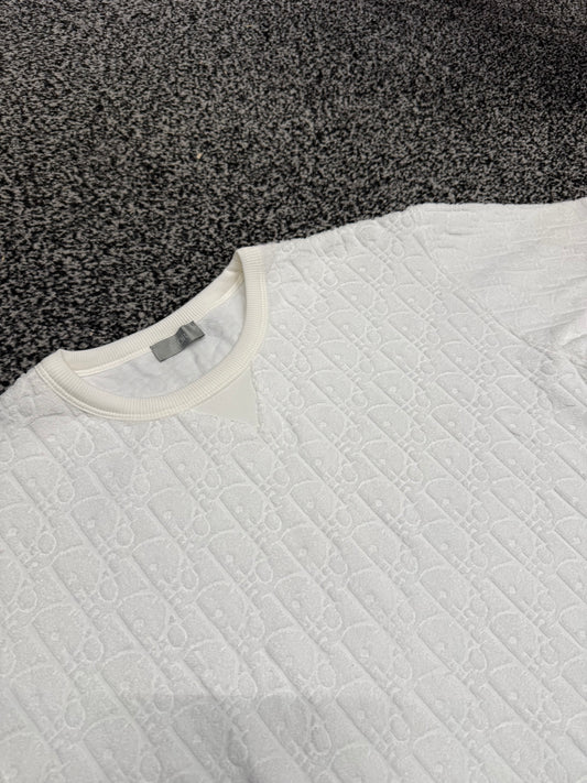 CHRISTIAN DIOR OBLIQUE TOWEL LOGO TSHIRT - WHITE