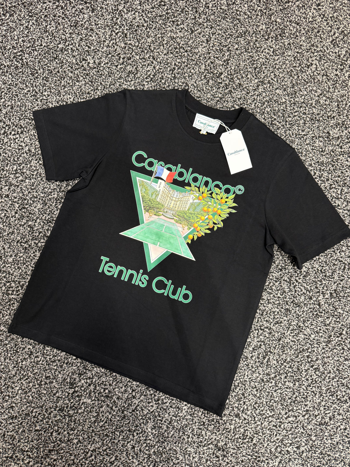 CASABLANCA TENNIS LOGO T-SHIRT - BLACK