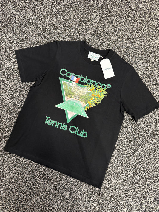CASABLANCA TENNIS LOGO T-SHIRT - BLACK