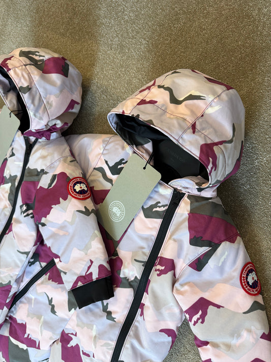 KIDS CANADA GOOSE DOWN PADDED SNOWSUIT - PINK CAMO