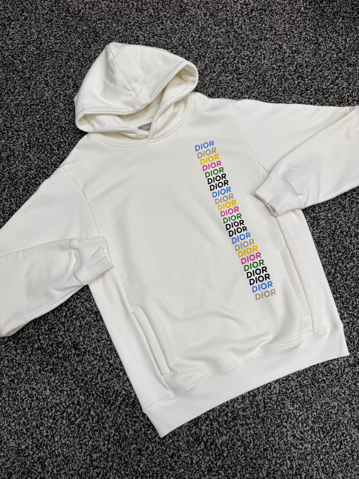 CHRISTIAN DIOR MULTI LOGO HOODED SWEATSHIRT - WHITE