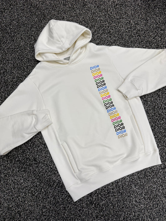 CHRISTIAN DIOR MULTI LOGO HOODED SWEATSHIRT - WHITE
