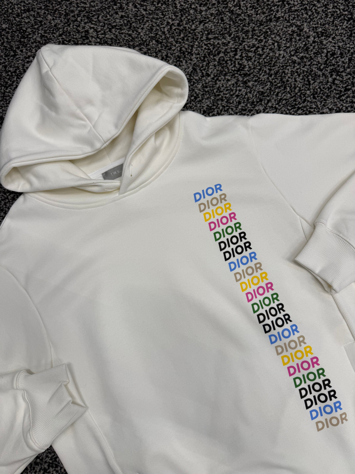 CHRISTIAN DIOR MULTI LOGO HOODED SWEATSHIRT - WHITE