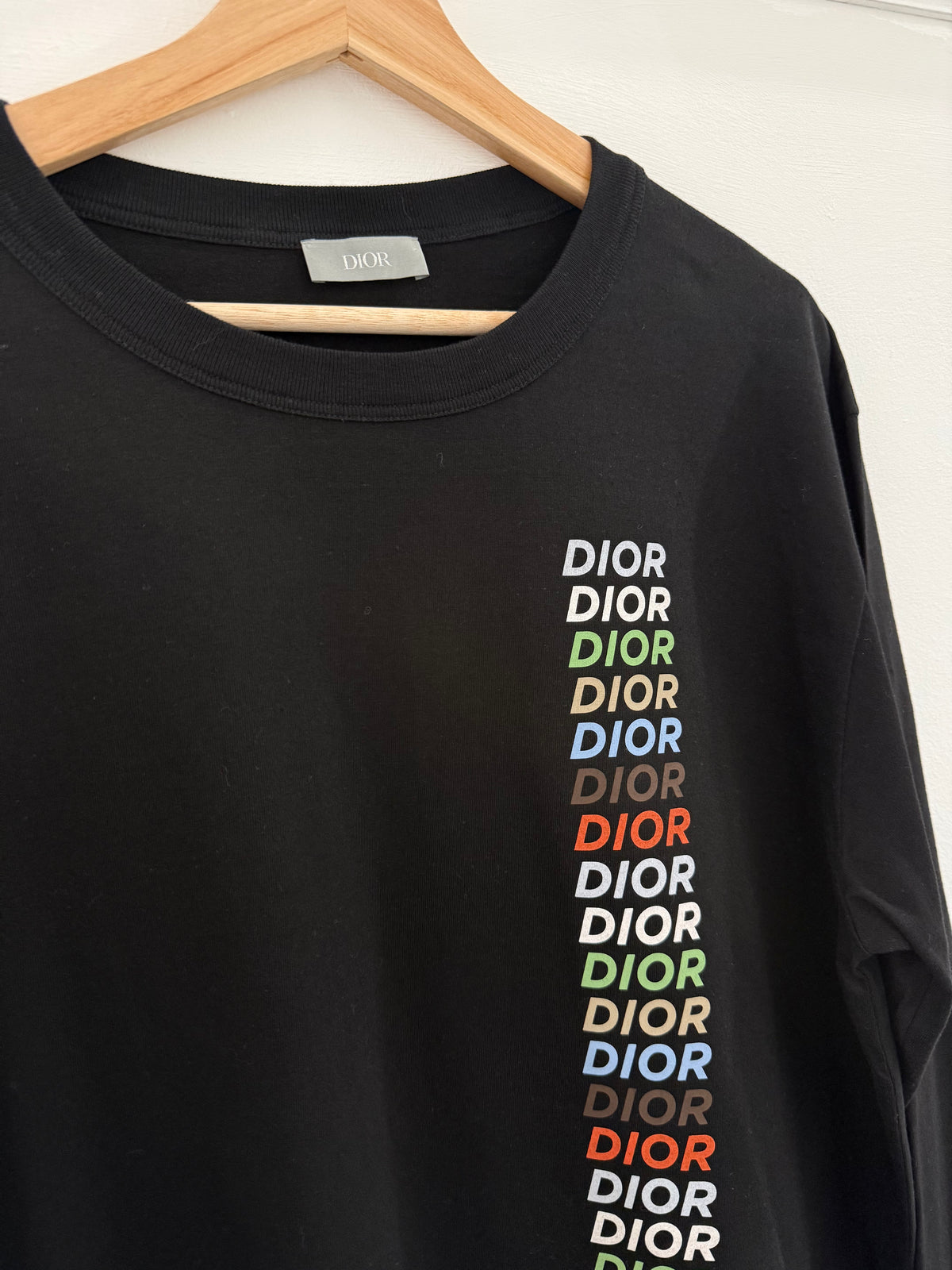 CHRISTIAN DIOR MULTI LOGO LONGSLEEVE TSHIRT - BLACK
