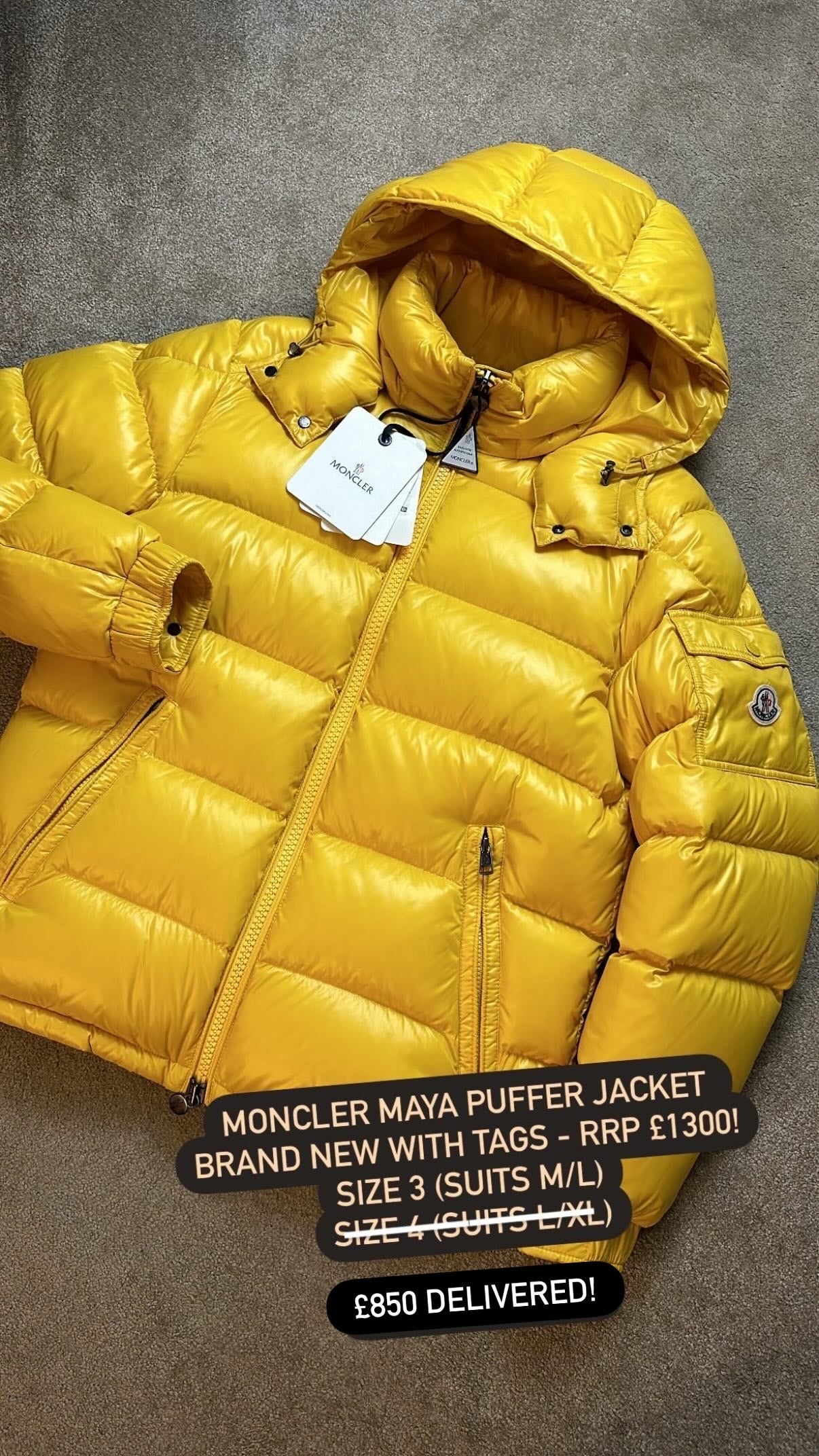 MONCLER MAYA DOWN PUFFER JACKET - YELLOW