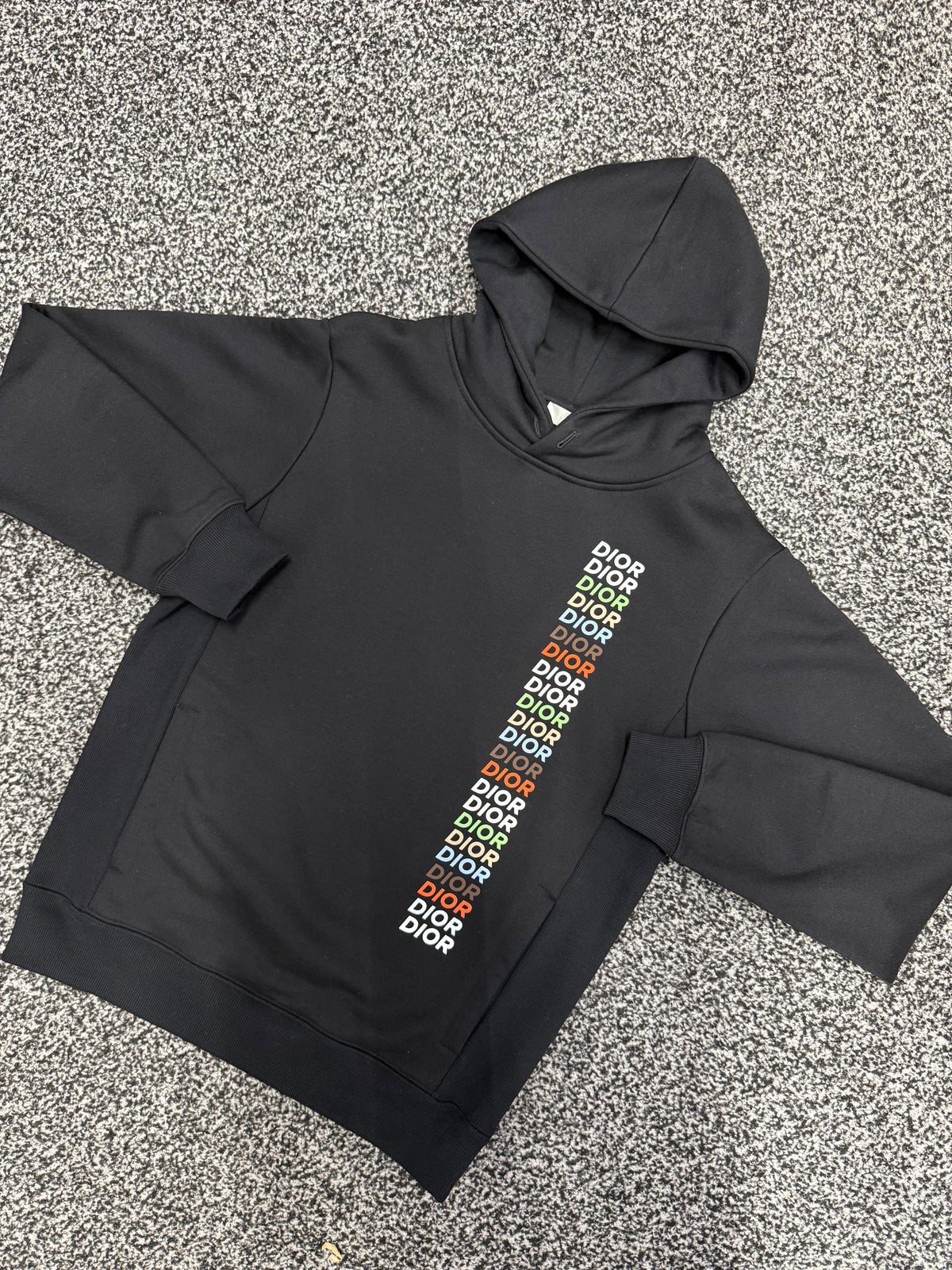 CHRISTIAN DIOR MULTI LOGO HOODED SWEATSHIRT - BLACK