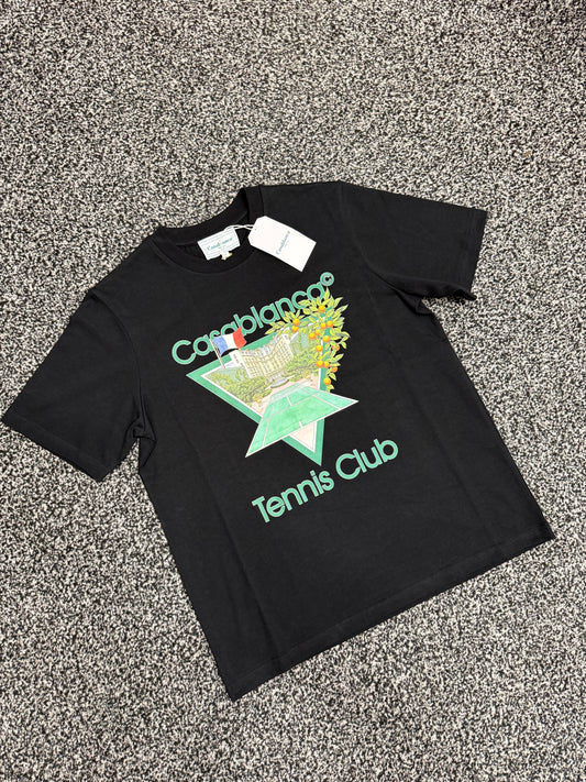 CASABLANCA TENNIS LOGO T-SHIRT - BLACK