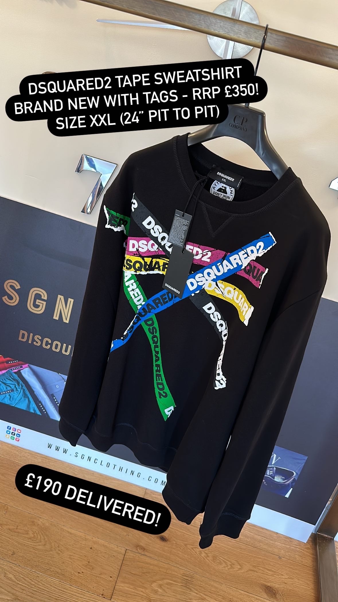 DSQUARED2 MULTI COLOUR TAPE LOGO SWEATSHIRT BLACK