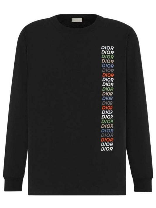 CHRISTIAN DIOR MULTI LOGO LONGSLEEVE TSHIRT - BLACK