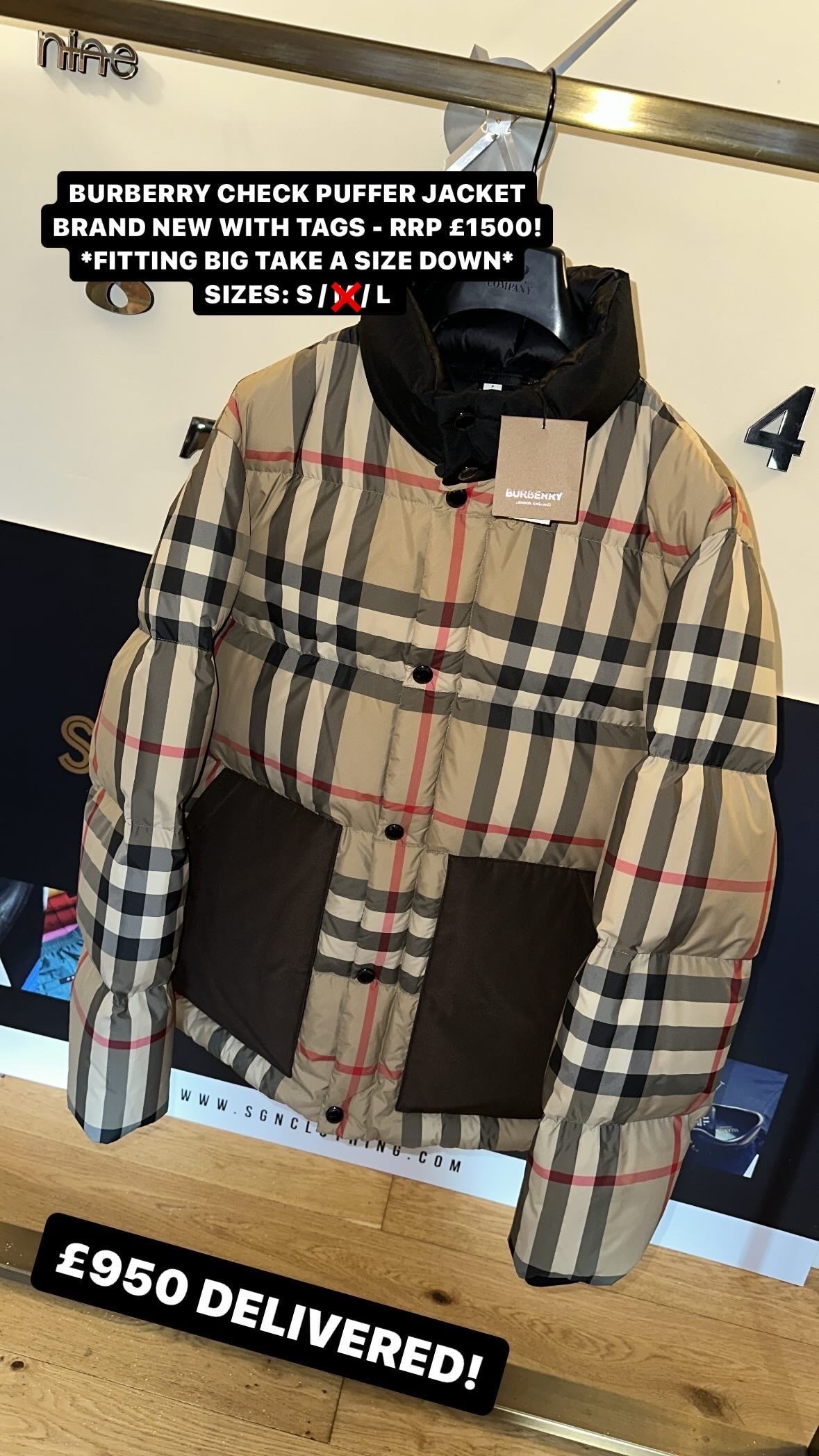 Burberry winter jacket size store s