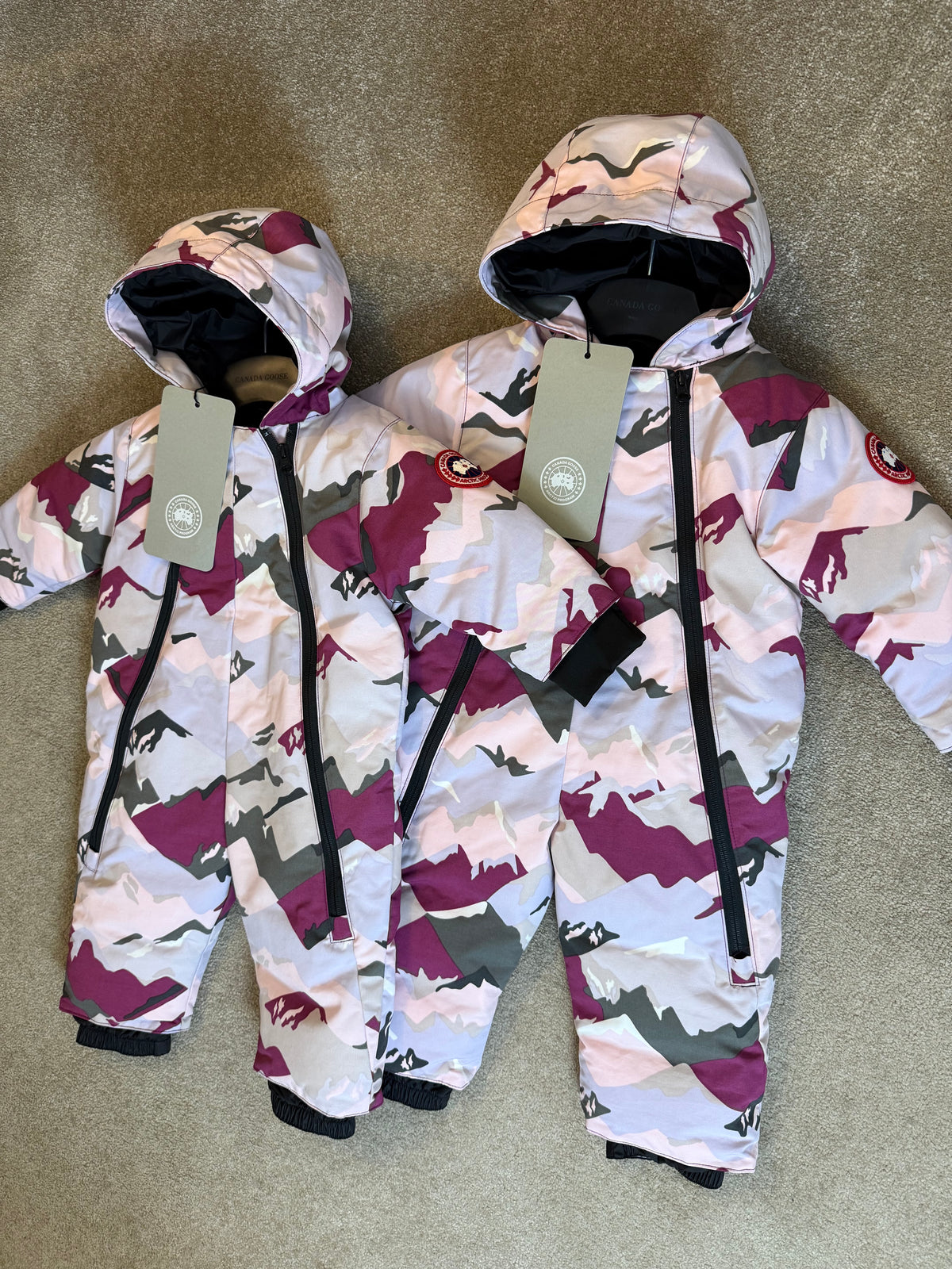 KIDS CANADA GOOSE DOWN PADDED SNOWSUIT - PINK CAMO