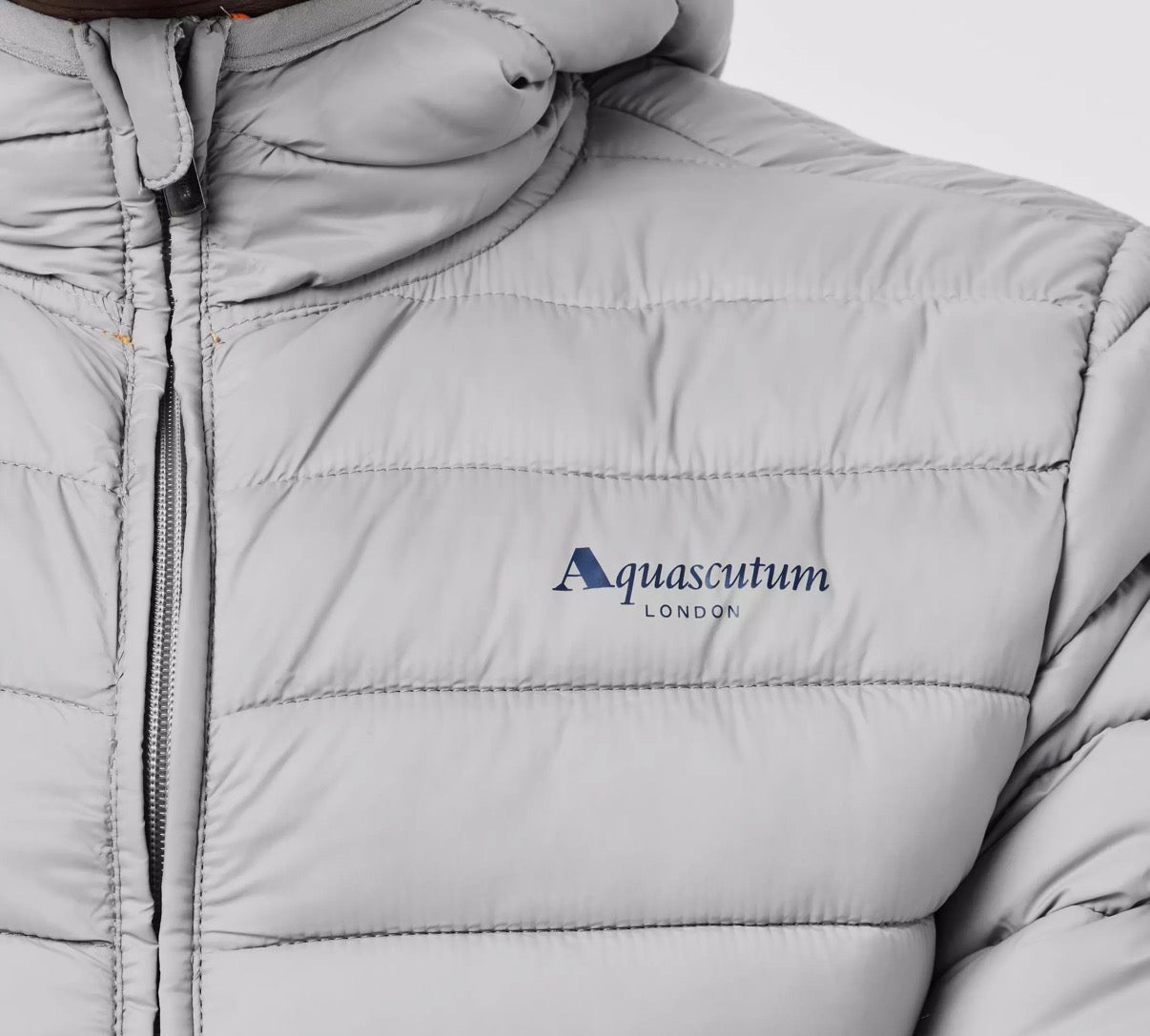 AQUASCUTUM HOODED PUFFER JACKET - GREY
