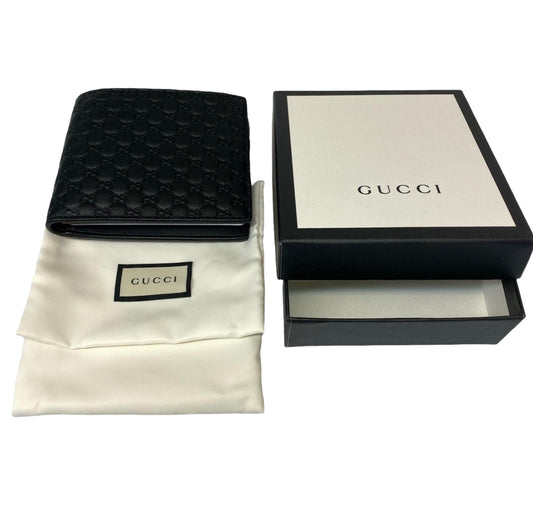 GUCCI GG LEATHER EMBOSSED COIN POUCH WALLET - BLACK