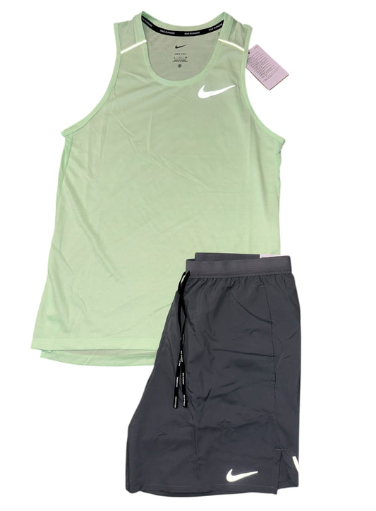 NIKE DRI - FIT 1.0 MILER VEST & FLEX STRIDE SHORTS SET - NEON / GREY