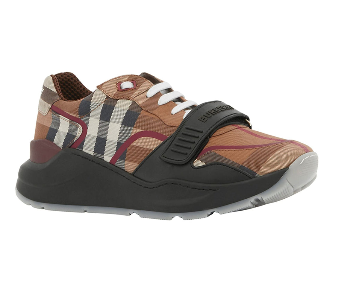 BURBERRY CHECK RAMSAY SNEAKERS - BIRCH BROWN