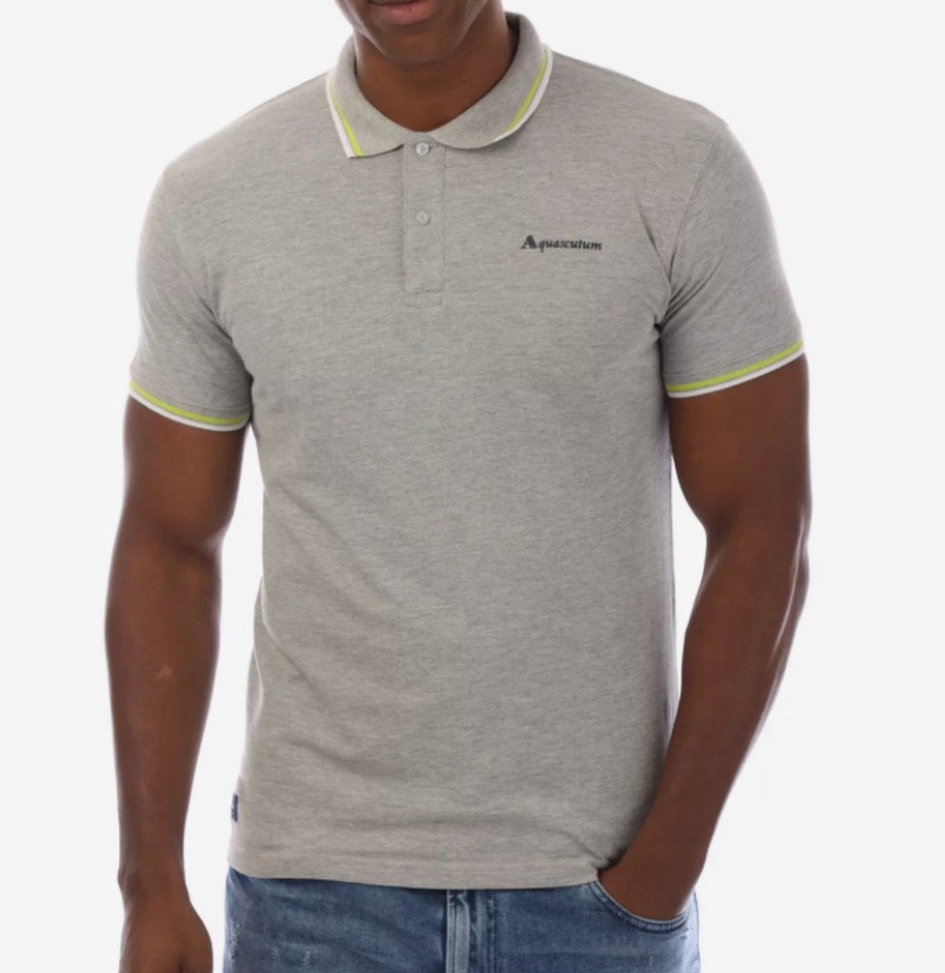 AQUASCUTUM COTTON POLO SHIRT - GREY