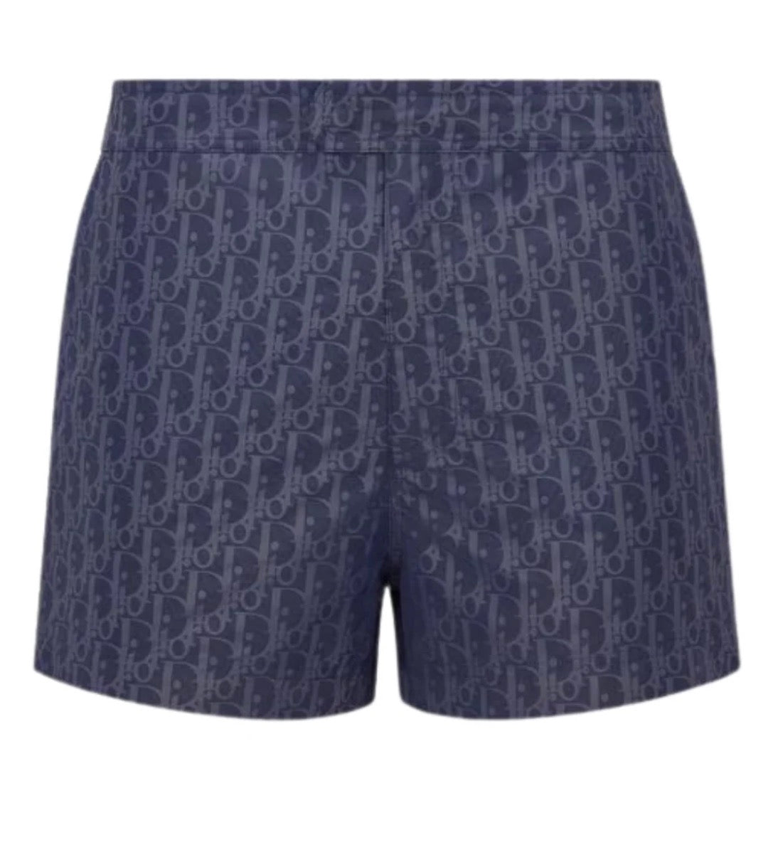 DIOR OBLIQUE MONOGRAM LOGO SWIM SHORTS - NAVY