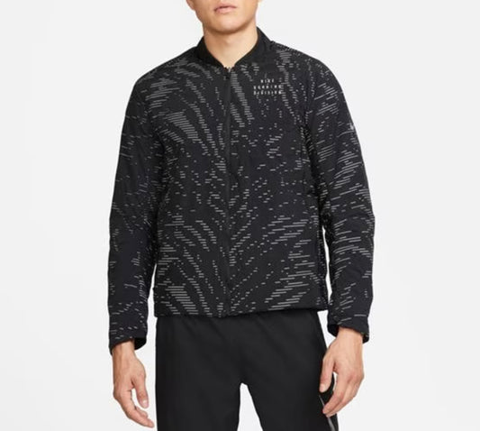 NIKE REPEL RUN DIVISION REVERSIBLE BOMBER JACKET - BLACK