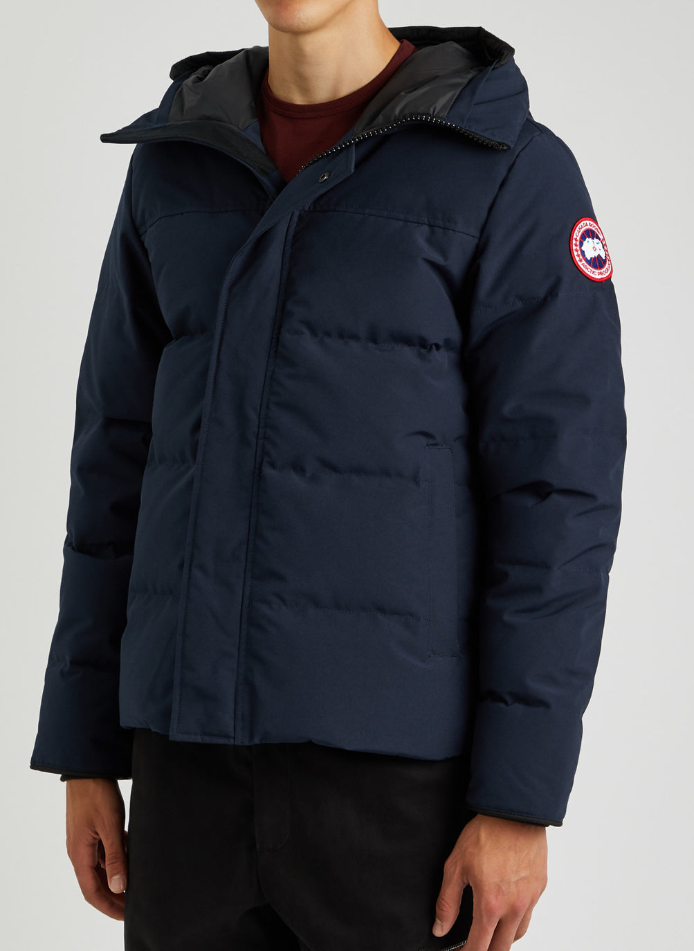 CANADA GOOSE MACMILLAN LOGO DOWN PARKA COAT - NAVY