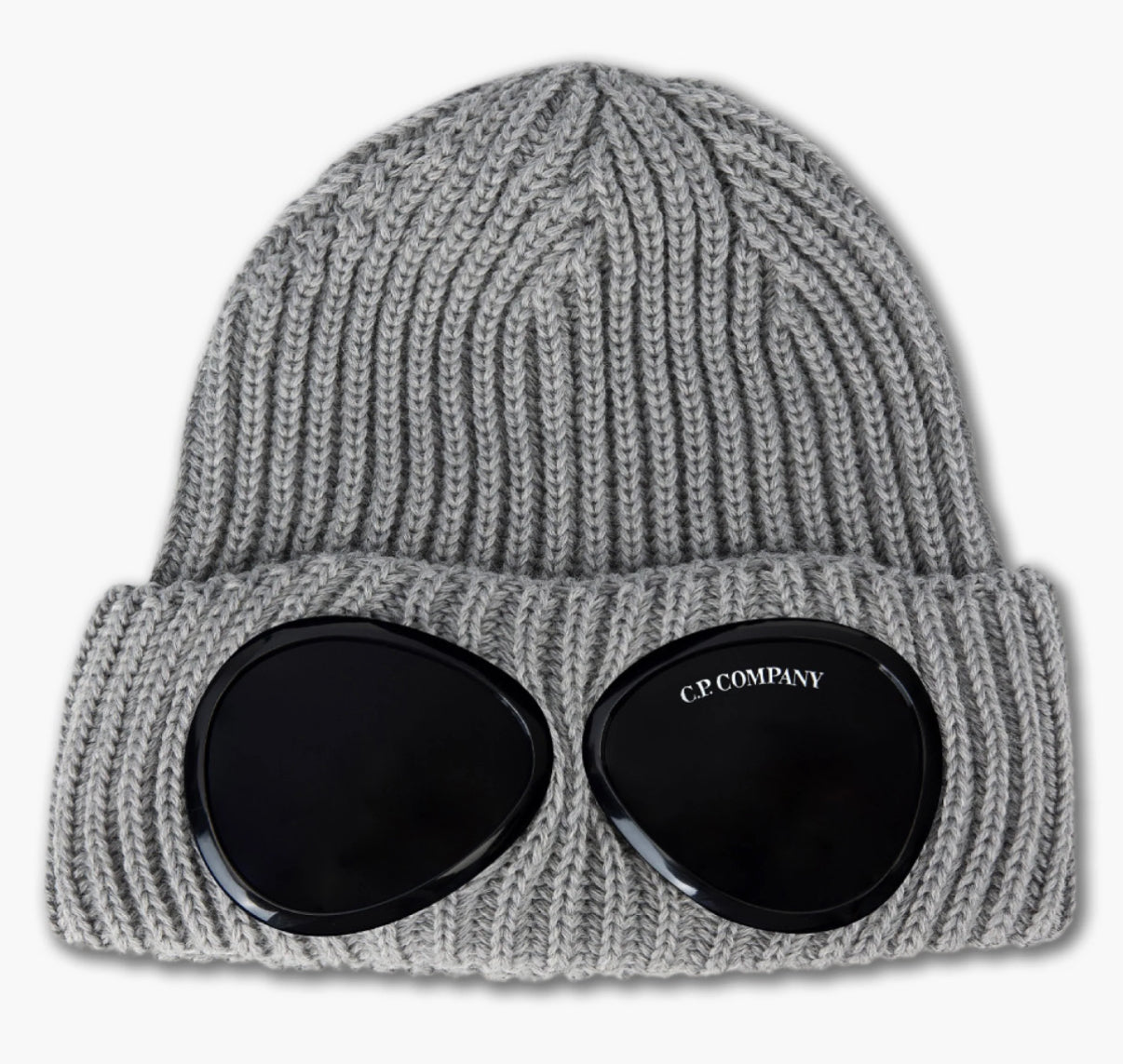 C.P. COMPANY WOOL GOGGLE BEANIE HAT - GREY