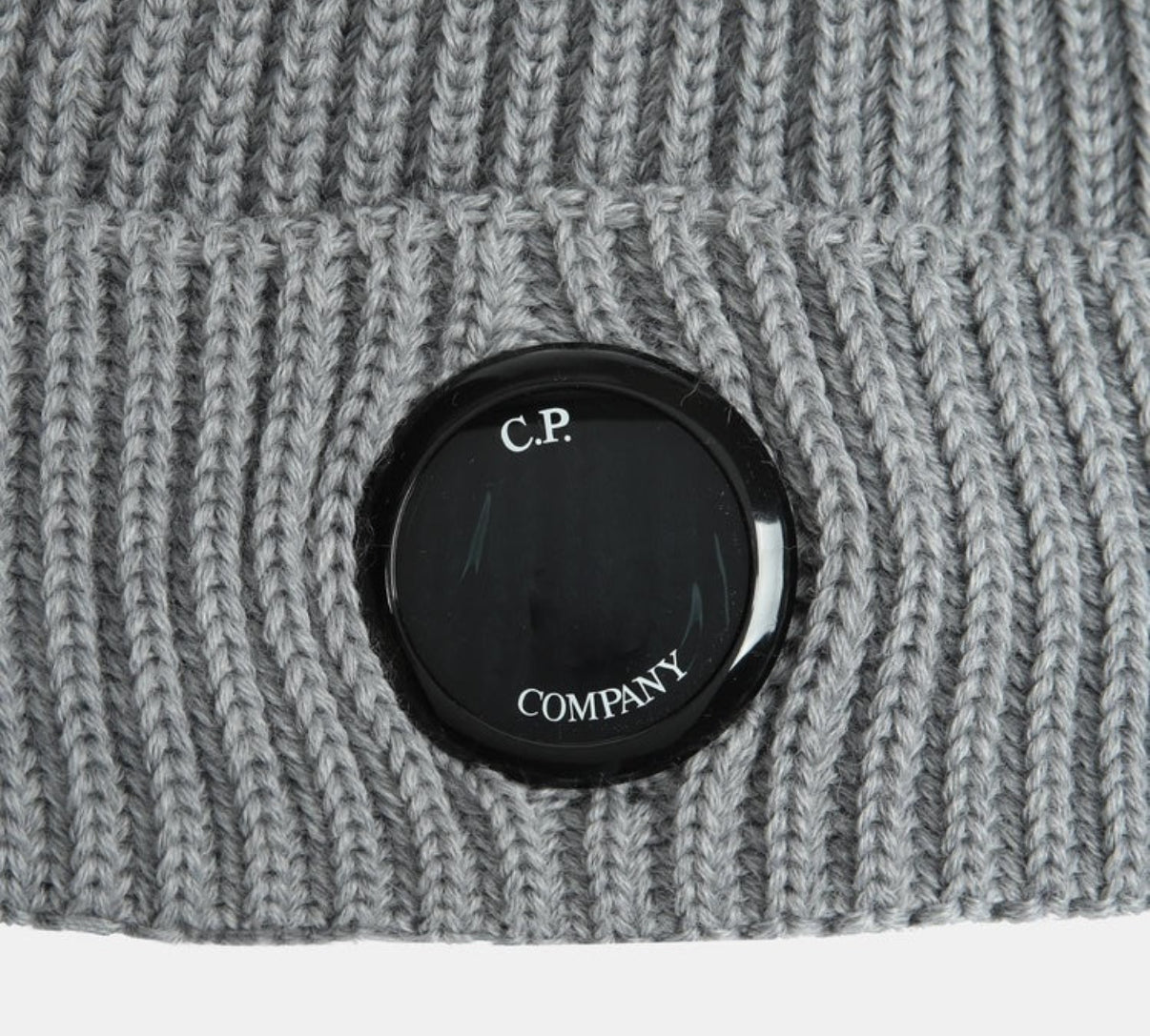 C.P. COMPANY WOOL LENS BEANIE HAT - GREY