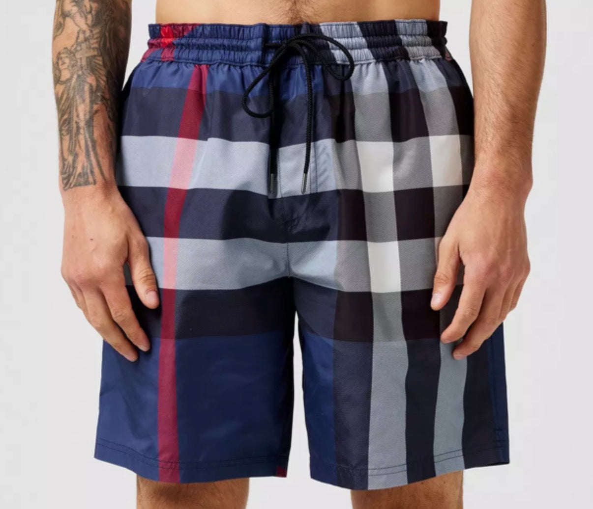 BURBERRY LONDON CHECK SWIM SHORTS - CARBON BLUE