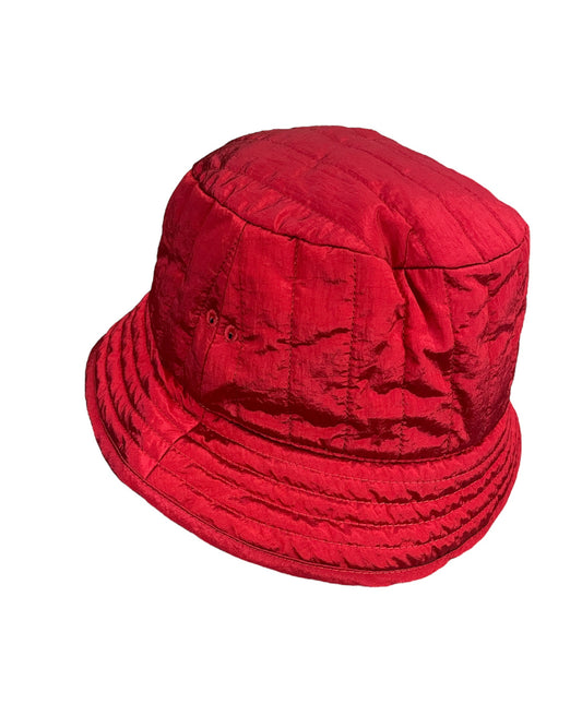 STONE ISLAND PADDED CHROME NYLON METAL BUCKET HAT - RED