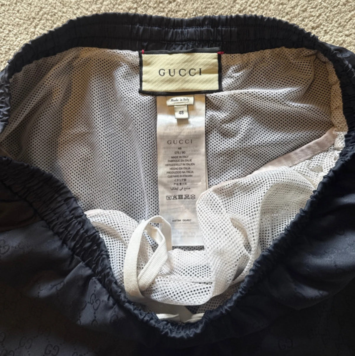 GUCCI GG NYLON BEE LOGO SWIM SHORTS - NAVY