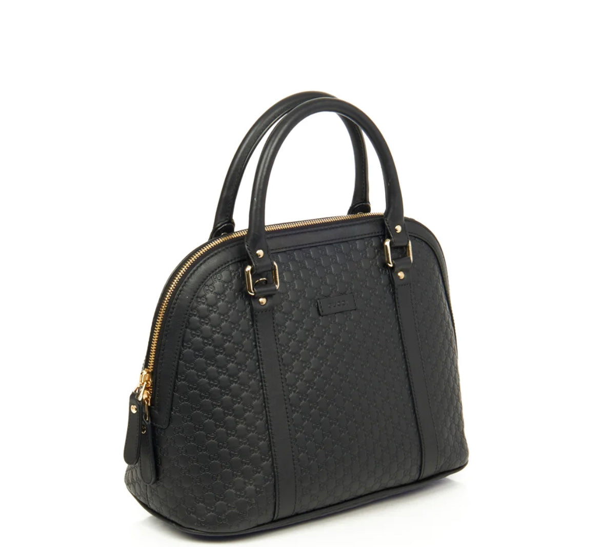 WOMENS GUCCI GG EMBOSSED GUCCISSIMA LEATHER BAG - BLACK