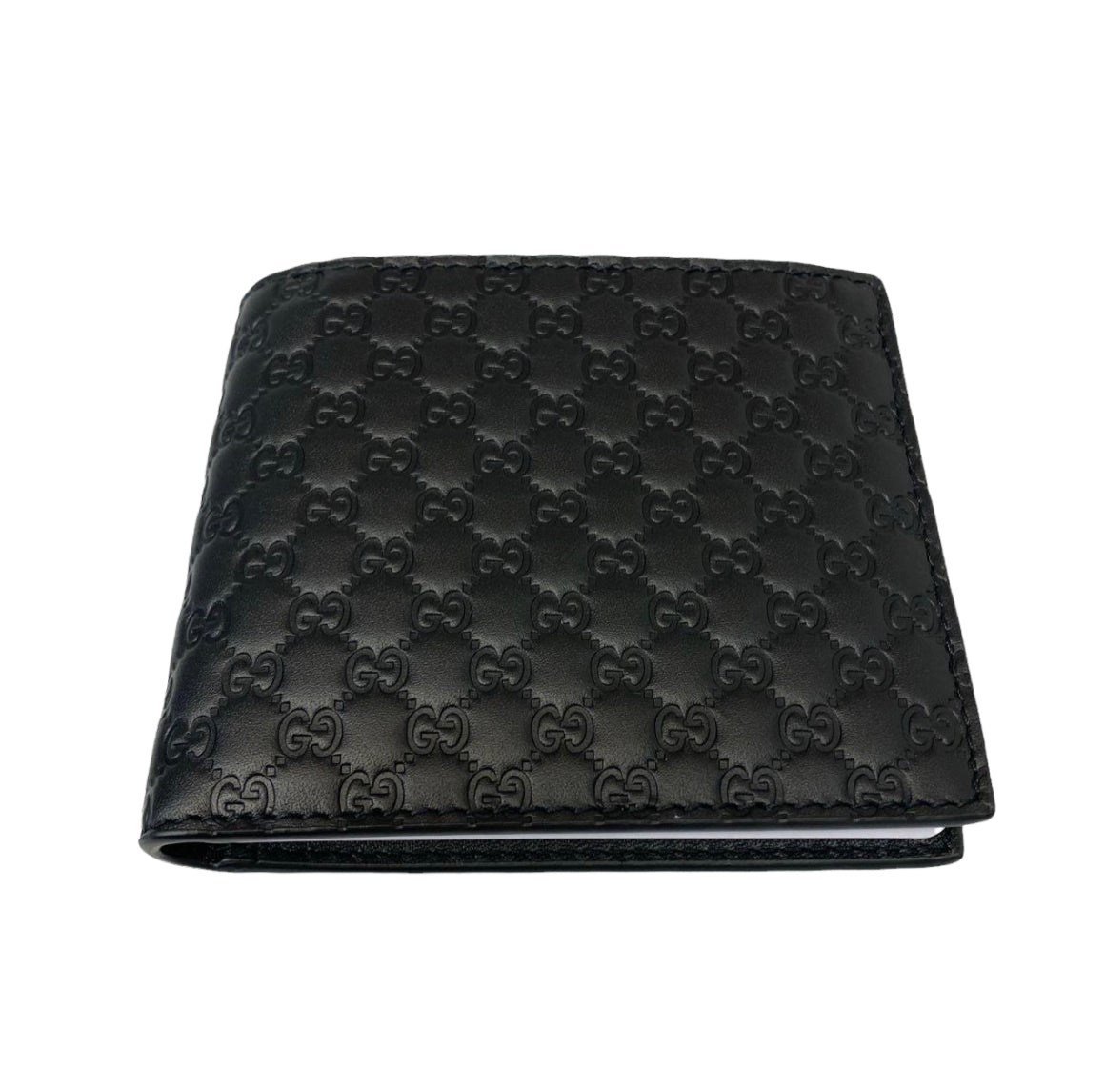 GUCCI GG LEATHER EMBOSSED COIN POUCH WALLET - BLACK