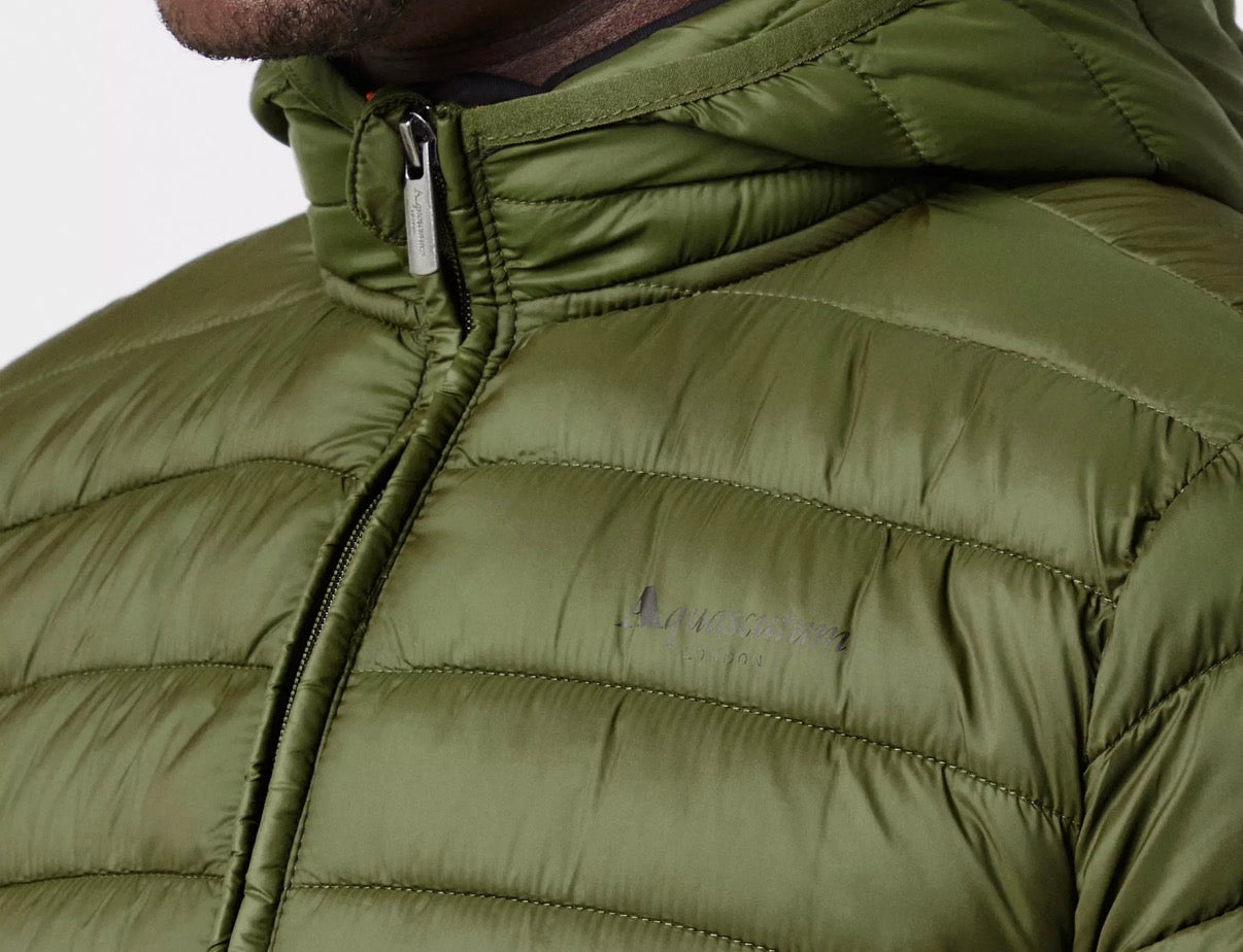 AQUASCUTUM HOODED PUFFER JACKET - GREEN
