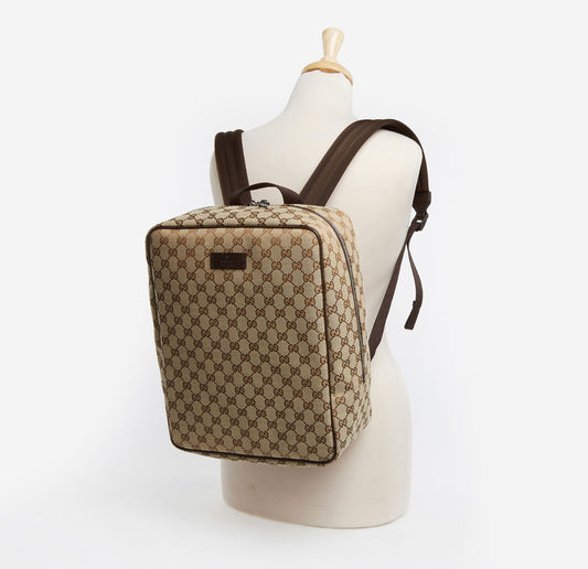 GUCCI GG SQUOVAL MONOGRAM CANVAS BACKPACK BAG -