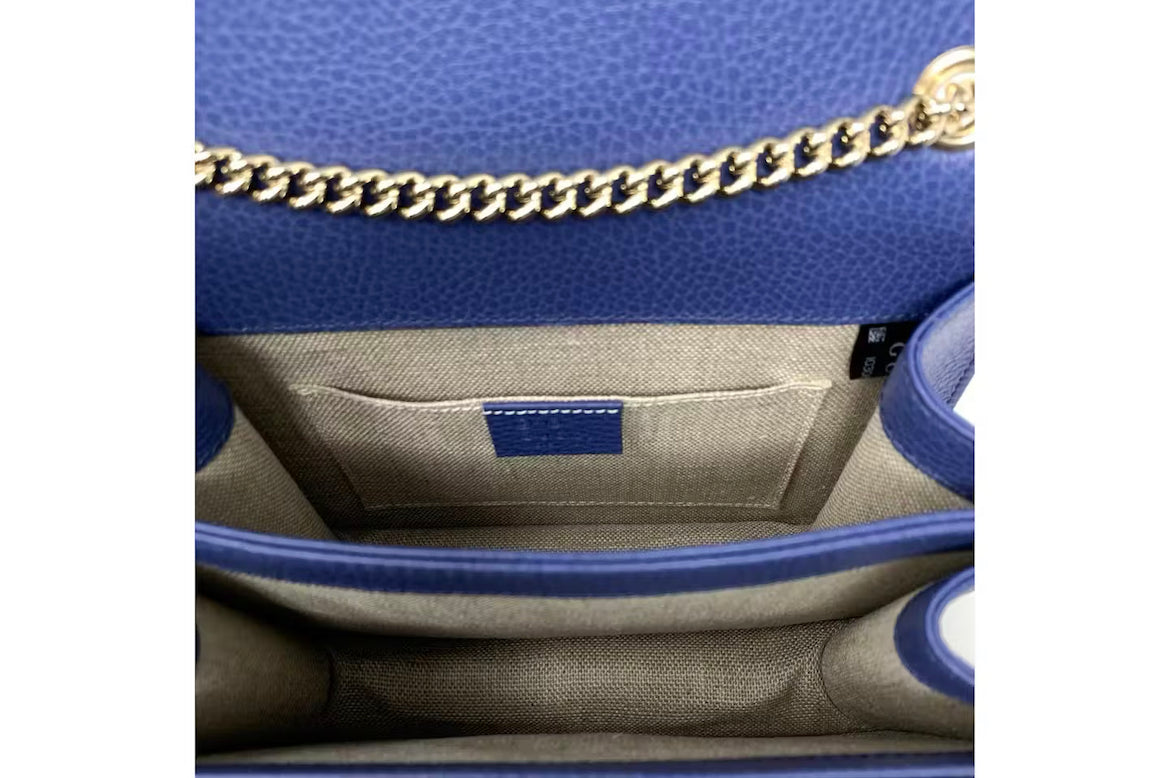 WOMENS GUCCI LEATHER INTERLOCKING GG SHOULDER BAG BLUE SGN