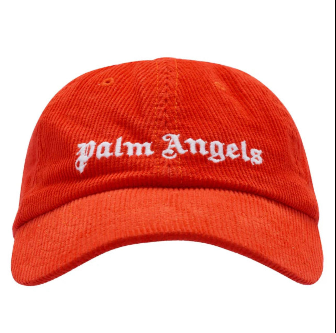 PALM ANGELS CORDUROY LOGO CAP - RED / WHITE