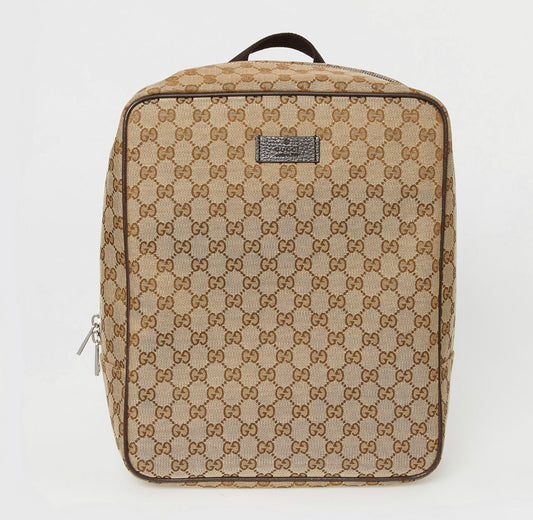 GUCCI GG SQUOVAL MONOGRAM CANVAS BACKPACK BAG -