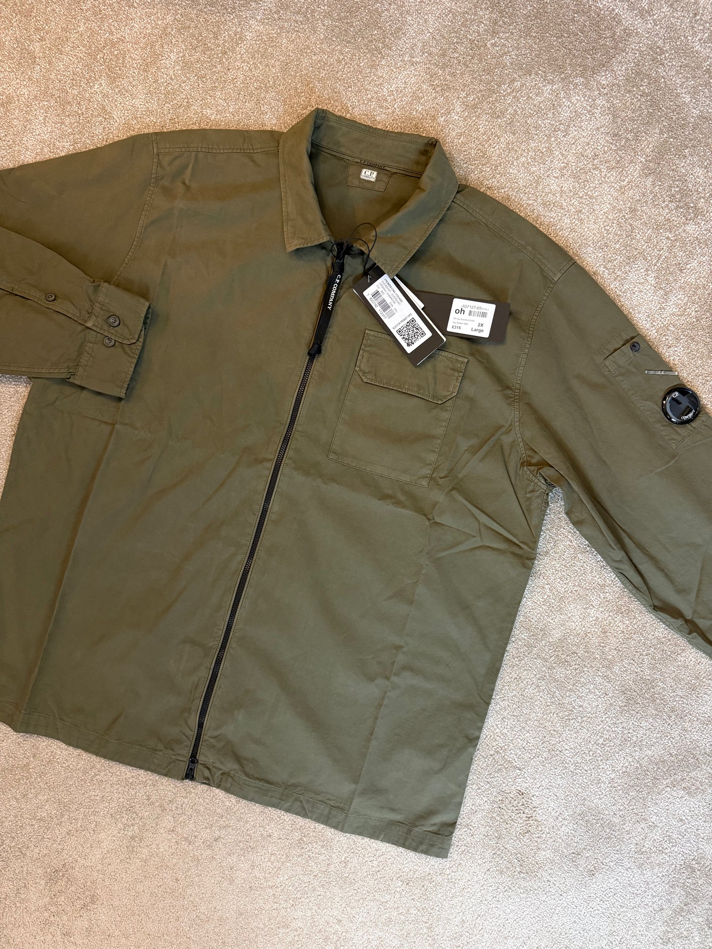 C.P. COMPANY LENS COTTON OVERSHIRT JACKET - KHAKI